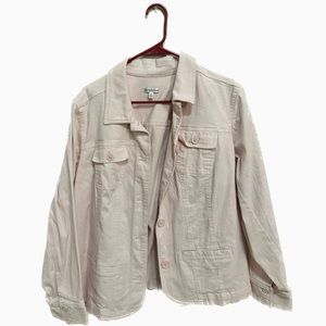 Cropped Light Pink Jean Jacket Size 2X Unisex